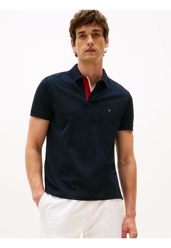 Polo Azul De Corte Regular Con Tapeta Y Cuello A Contraste Tommy Hilfiger Tommy Hilfiger