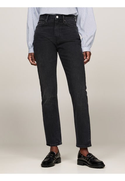 Jeans Negro Ajustados Tobilleros De Talle Alto Tommy Hilfiger