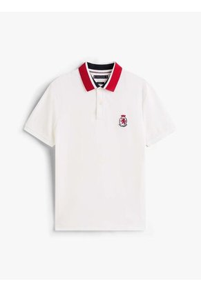 Polo Blanco En Piqué De Corte Regular Tommy Hilfiger