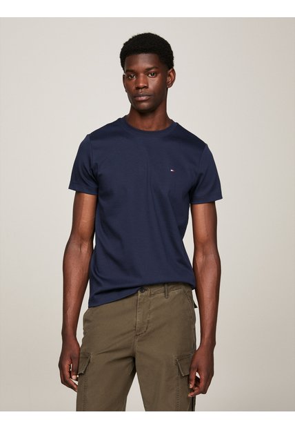 Camiseta Azul De Tejido Interlock Con Corte Slim Tommy Hilfiger