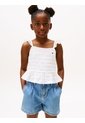 Top Blanco Para Niña Texturizado Con Volantes Tommy Hilfiger de Tommy Hilfiger