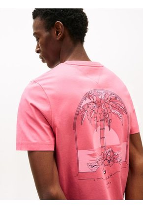 Camiseta Rosa Con Motivo De Palmera En La Espalda Tommy Hilfiger