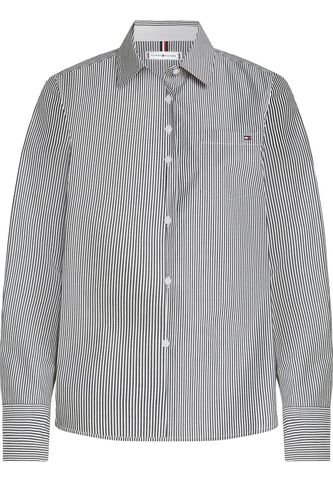 Camisa Gris Poplin A Rayas Con Logo Tommy Hilfiger Tommy Hilfiger