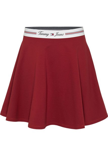 Falda Rojo Con Logo En La Cintura Tommy Jeans