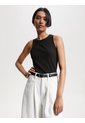 Camiseta Negra Acanalada Sin Mangas De Corte Slim Tommy Hilfiger de Tommy Hilfiger