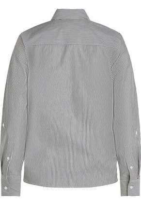 Camisa Gris Poplin A Rayas Con Logo Tommy Hilfiger