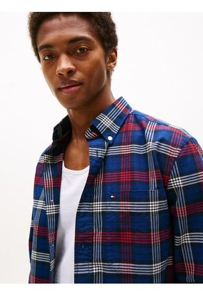 Camisa Azul Oscuro Oxford De Manga Larga Tommy Hilfiger