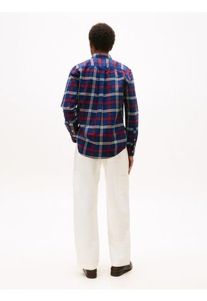 Camisa Azul Oscuro Oxford De Manga Larga Tommy Hilfiger