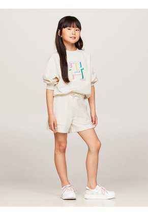 Shorts Blanco Niña Con Cordón Corte Amplio Essential Tommy Hilfiger