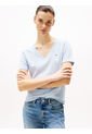 Camiseta Celeste De Rayas Con Cuello En V Tommy Hilfiger de Tommy Hilfiger