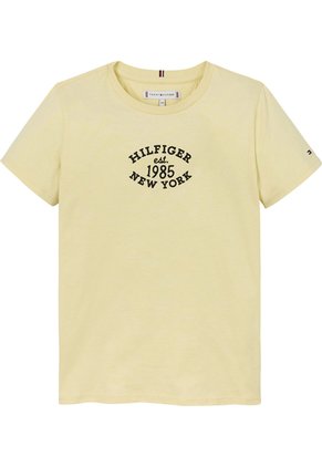 Camiseta Niña Amarilla Corte Slim Y Logo Aterciopelado Tommy Hilfiger