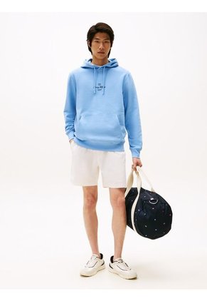 Buzo Celeste Con Capota Y Logo Ribeteado Tommy Hilfiger