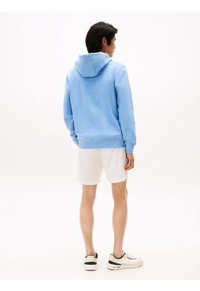 Buzo Celeste Con Capota Y Logo Ribeteado Tommy Hilfiger