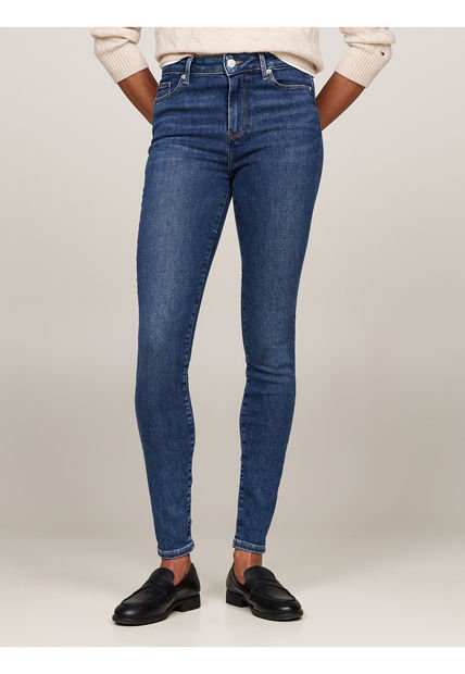 Jeans Azul Harlem Superceñidos De Talle Alto Tommy Hilfiger