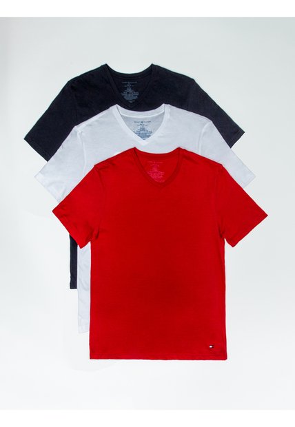 Pack De 3 Camisetas De Cuello V Con Logo Tommy Hilfiger