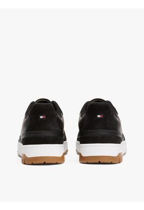 Tenis Negro De Cuero Con Logo Tommy Hilfiger