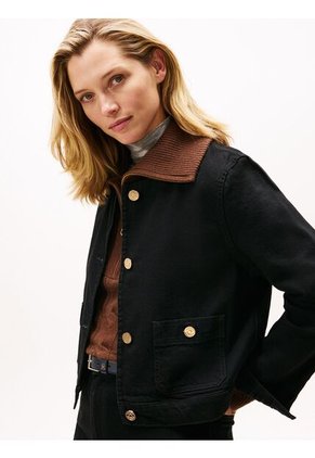 Chaqueta Negra Denim Negra Con Logo  Tommy Hilfiger