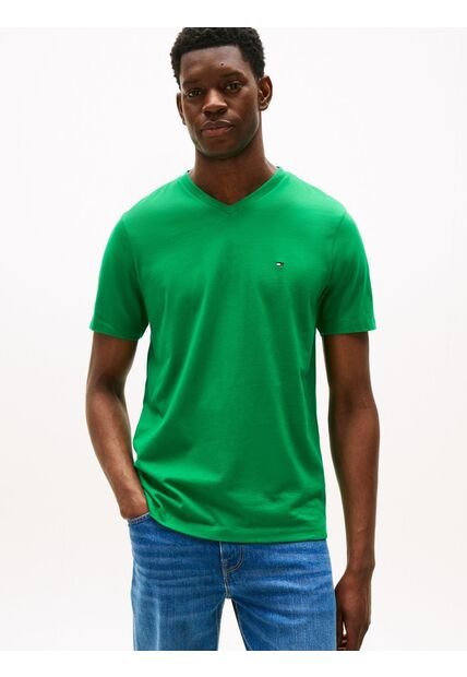 Camiseta Verde De Cuello En V Tommy Hilfiger