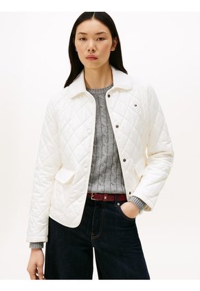 Chaqueta Blanca Acolchada Con Logo Tommy Hilfiger