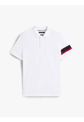 Polo Blanco De Corte Regular Con Detalles De Cinta RWB Tommy Hilfiger
