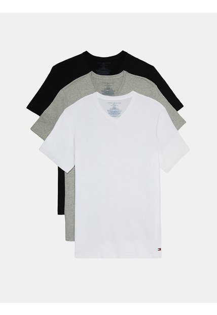 Paquete De 3 Camisetas De Cuello V Con Logo Hombre Negro Tommy Hilfiger