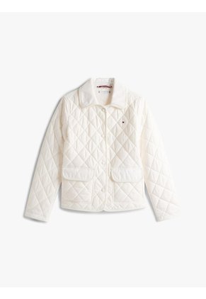 Chaqueta Blanca Acolchada Con Logo Tommy Hilfiger