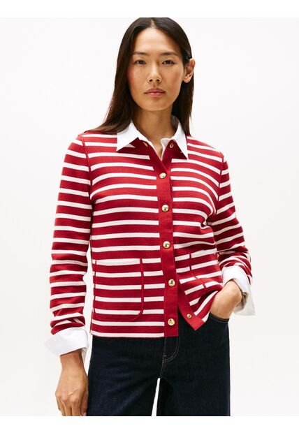 Cárdigan Rojo Con Diseño De Rayas Tommy Hilfiger