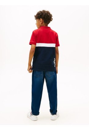 Polo Rojo De Piqué Color Block De Corte Regular Tommy Hilfiger