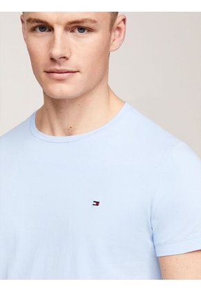 Camiseta Celeste De Cuello Redondo Y Corte Extra Slim Tommy Hilfiger