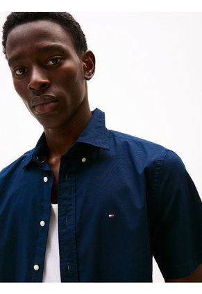 Camisa Azul Poplin Solida Tommy Hilfiger