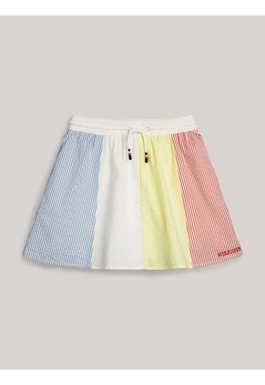 Falda Celeste Niña Celeste Mil Rayas De Corte Evasé Tommy Hilfiger