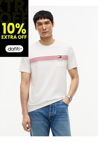 Camiseta Marfil Manga Corta Con Diseño De Rayas Tommy Hilfiger Tommy Hilfiger