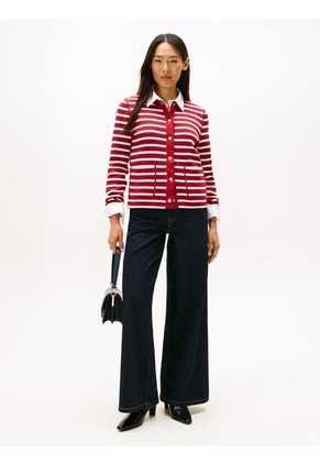 Cárdigan Rojo Con Diseño De Rayas Tommy Hilfiger