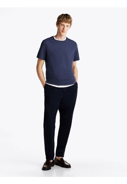 Camiseta Azul Jaspeada De Cuello Redondo Tommy Hilfiger