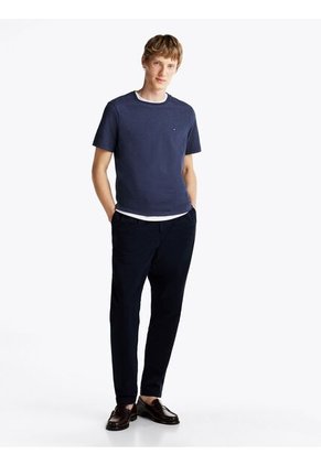 Camiseta Azul Jaspeada De Cuello Redondo Tommy Hilfiger