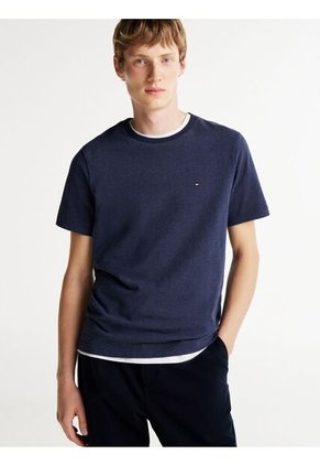 Camiseta Azul Jaspeada De Cuello Redondo Tommy Hilfiger