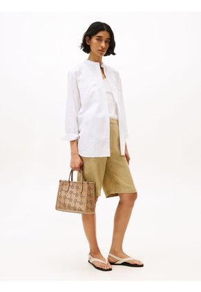 Bolso Beige Tote City Con Monograma TH Tommy Hilfiger