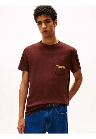 Camiseta Marrón Slim De Cuello Redondo Con Logo Tommy Jeans Tommy Hilfiger