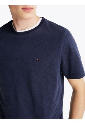 Camiseta Azul Jaspeada De Cuello Redondo Tommy Hilfiger