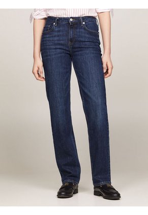 Jeans Azul Rectos De Talle Medio Con Efecto Usado Tommy Hilfiger