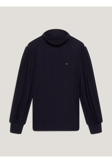 Camiseta Azul Con Cuello Alto Para Niña Tommy Hilfiger