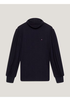Camiseta Azul Con Cuello Alto Para Niña Tommy Hilfiger