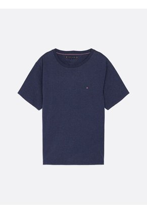 Camiseta Azul Jaspeada De Cuello Redondo Tommy Hilfiger