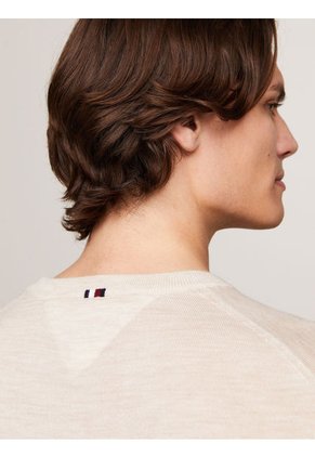 Saco Beige Tejido De Lana Merina Fina Para Hombre Tommy Hilfiger