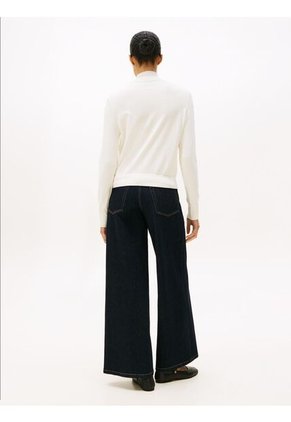 Cárdigan Blanco De Cuello Redondo Con Logo Tommy Hilfiger