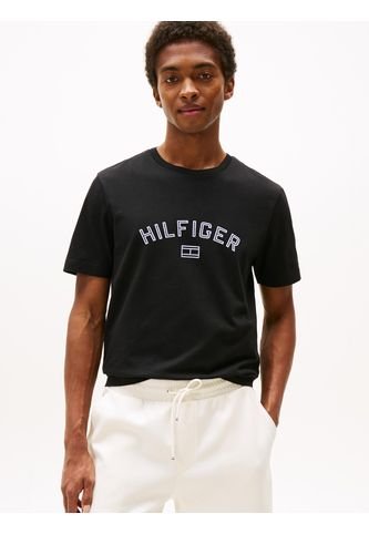 Camiseta Negra Flock Con Logo Estampado Tommy Hilfiger Tommy Hilfiger