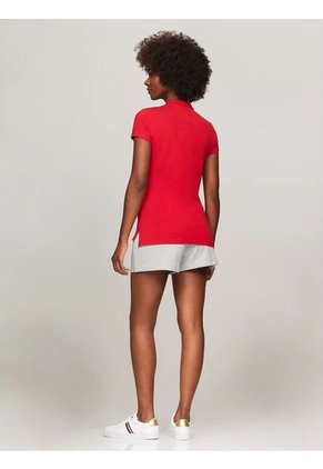 Polo Rojo De Corte Slim Con Logo Tommy Hilfiger