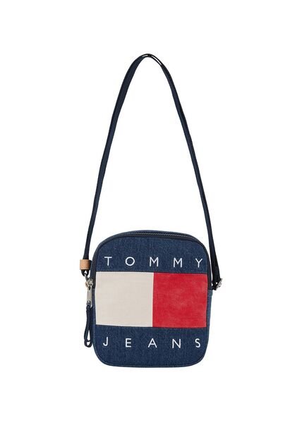 Bolso Azul Reporter Denim Con Logo Tommy Hilfiger