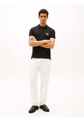 Polo Negro De Corte Regular Con Logo Gráfico Tommy Hilfiger