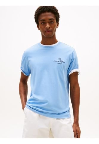 Camiseta Celeste Con Logo NYC Y Logo Delineado Tommy Hilfiger Tommy Hilfiger